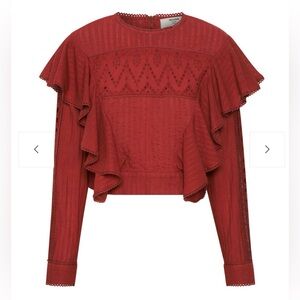 NWT | One Teaspoon Long Sleeve Crop Top in Red Wine 100% Cotton